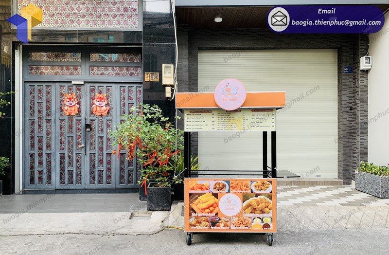 Thiết kế xe sắt bán đồ ăn vặt di động phù hợp cho không gian bán hàng